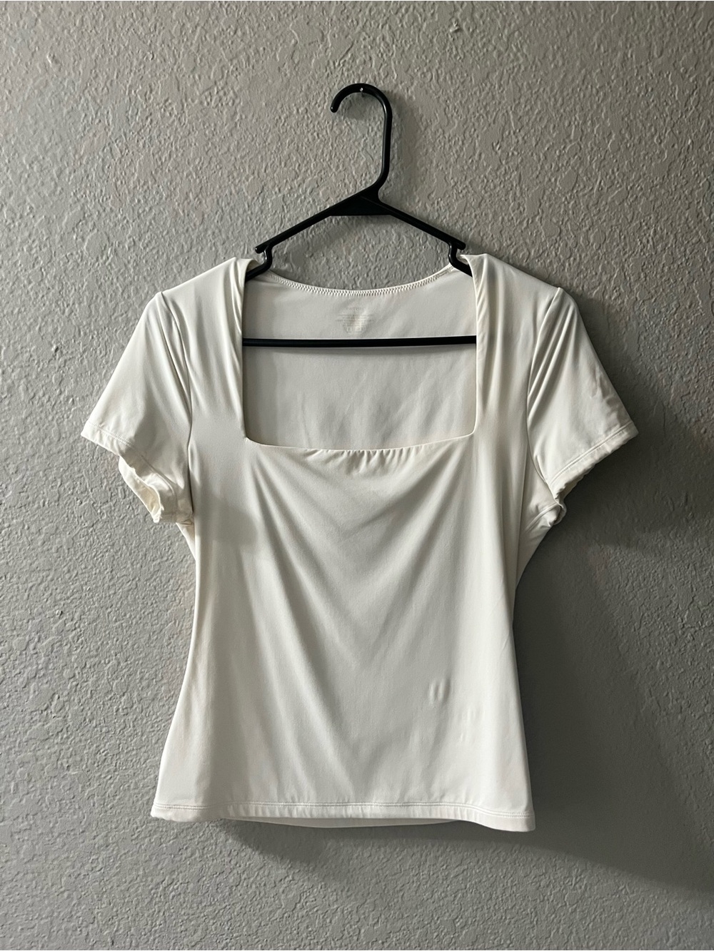 Women's Square Neck Short Sleeve Top in Ivory